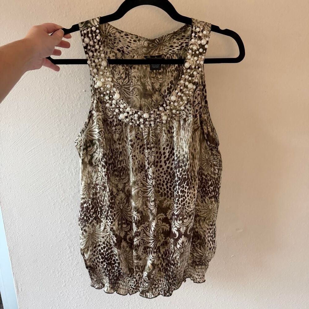 Brown & Beige Oversized Slouchy Leopard Print Tank Top